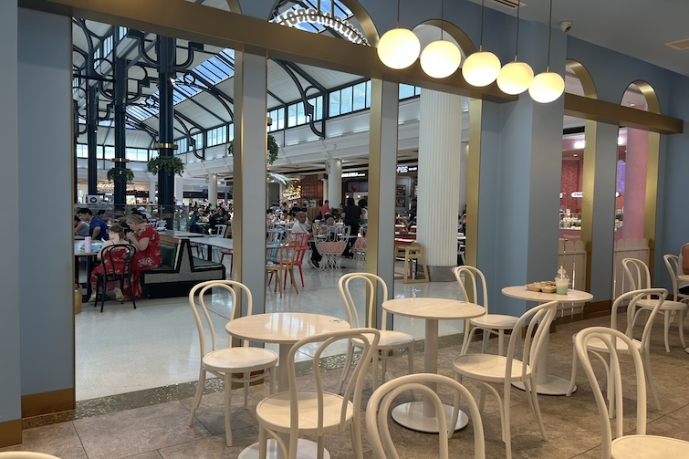 Seating area at Hello Kitty and Friends Cafe on the Gold Coast.