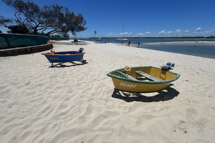 Wooden play boats at Ian Dipple Lagoon.