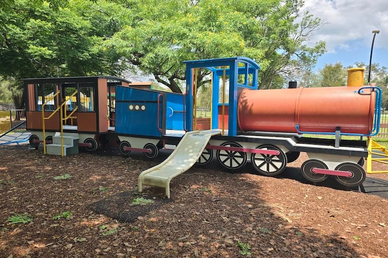 Small slide and train at Milton Park.