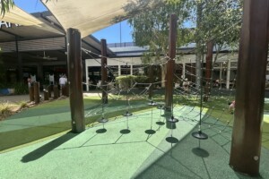 Climbing nets at The Backyard at Westfield Coomera.