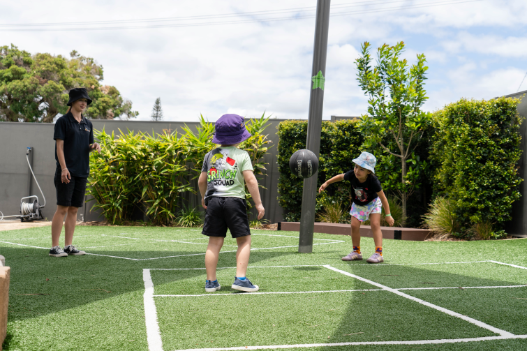 The Boulevard Early Learning Centre Mt Warren Park outdoor sports courts.
