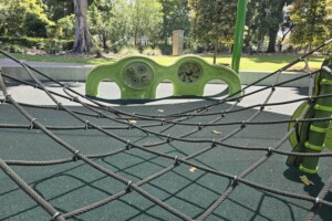 Climbing net at Brisbane City Botanic Gardens playground.