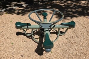 Four way seesaw at Brisbane City Botanic Gardens playground.