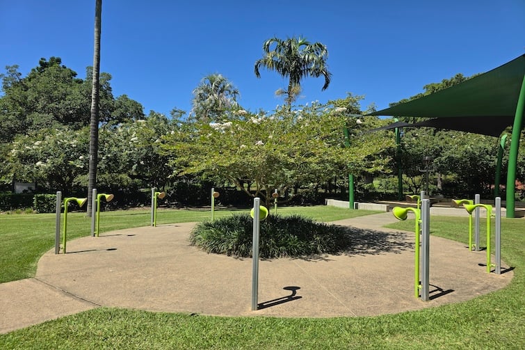 Sound tubes at Brisbane City Botanic Gardens playground.