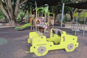Toddler play fort at Rocks Riverside Park.
