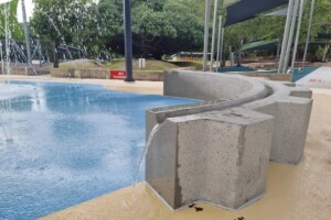 Water play area at Rocks Riverside Park.