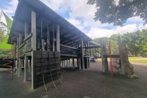 Wooden fort at Rocks Riverside Park.