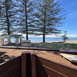 View of the water from Rotary Park (Amity Playground) in Redcliffe.