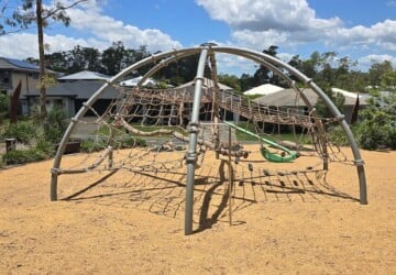 Climbing net at Stone Ridge Central Park in Narangba.