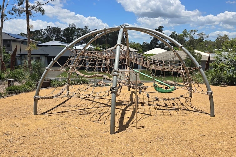Climbing net at Stone Ridge Central Park in Narangba.