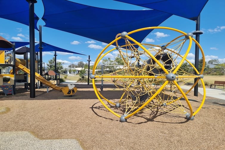 Climbing sphere at Bumble Bee Park in Ripley.