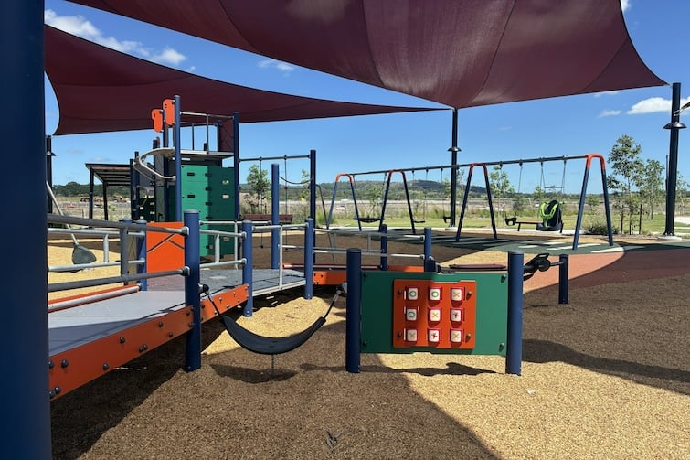 Hammock and play panels at Daybreak Park, Walloon.