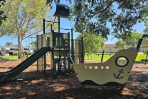 Boat play structure at Harold Kielly Park.