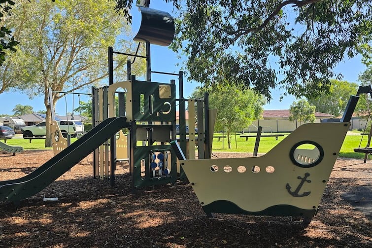 Boat play structure at Harold Kielly Park.