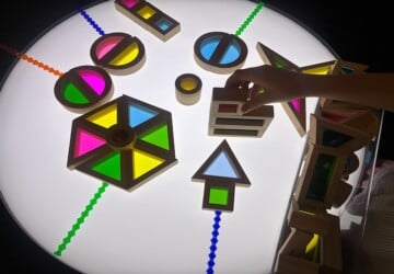Coloured blocks at LightPlay, Ipswich Art Gallery.