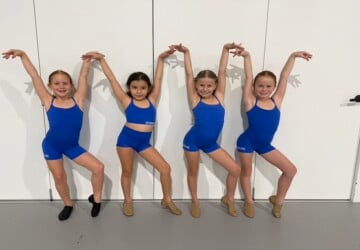 Four children striking a pose against a wall at Studio One Performance Hub.