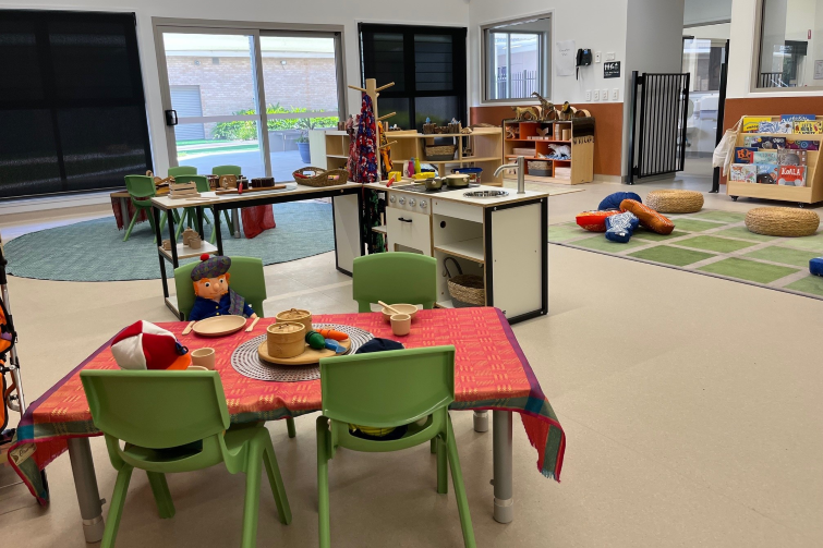 Corymbia Early Learning playroom with home corner.
