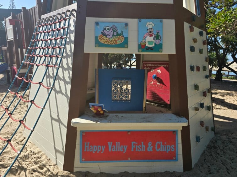 Happy Valley Fish and Chips play shopfront at Happy Valley Playground in Caloundra.