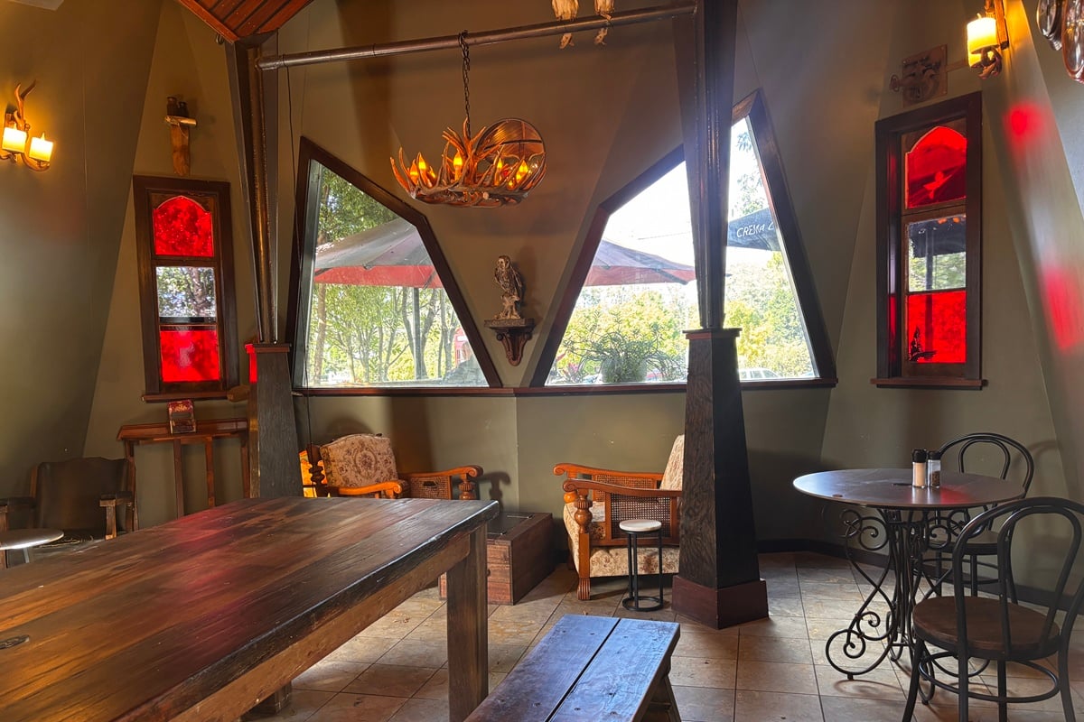 owlery cafe at samford stained glass windows