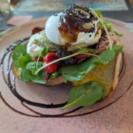 A plate of food at Degani Capestone.