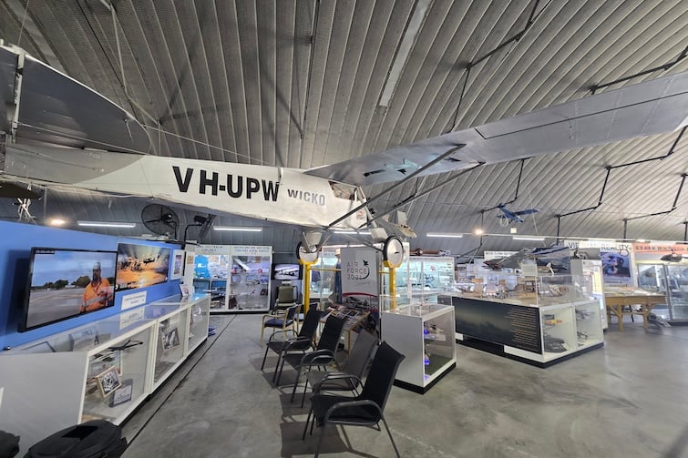 Displays inside main hangar at Queensland Air Museum, Caloundra.