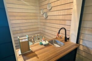 Play cubby kitchen at The Treehouse play area within The Full Moon Hotel, Sandgate.