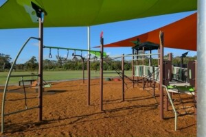 Climbing rings at Thistle Place Park, Palmview.