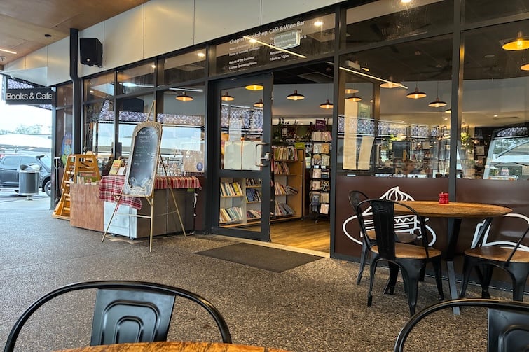 Front door at Chapters Book Shop Cafe, Karalee.