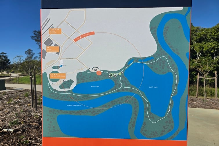 Map of the Moreton Bay Central Lakes walk.