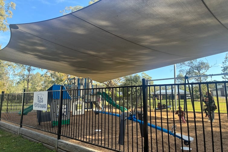 Fenced playground at The Foundry Cafe in Brassall.