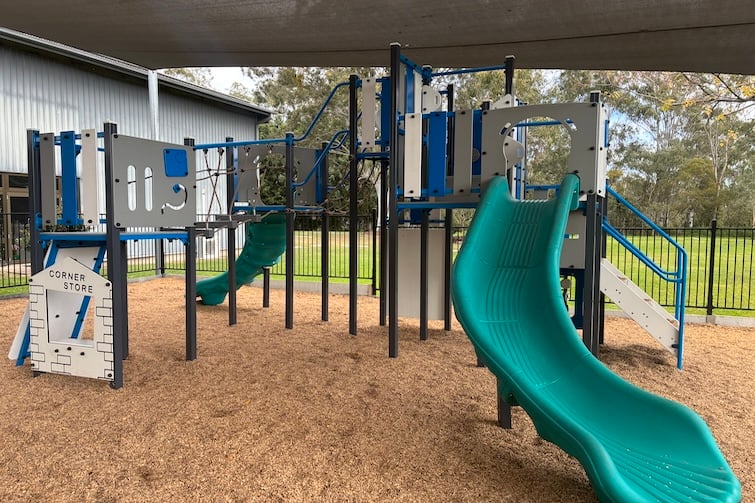 Slide and playground at The Foundry Cafe in Brassall.