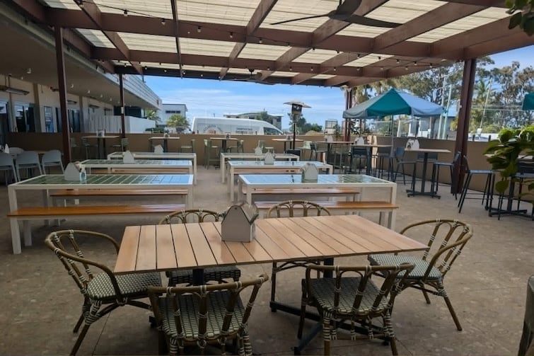 Outdoor seating area at Brighton Hotel.