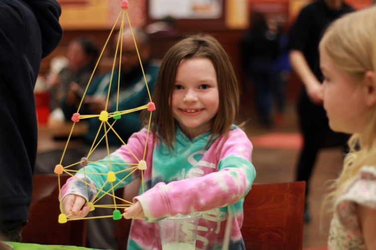 Engineering For Kids student building spaghetti matrix.