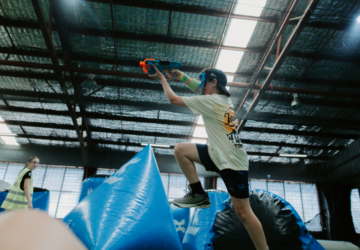 Spec Ops Paintball Nerf battle jump shot.