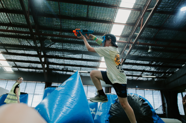 Spec Ops Paintball Nerf battle jump shot.