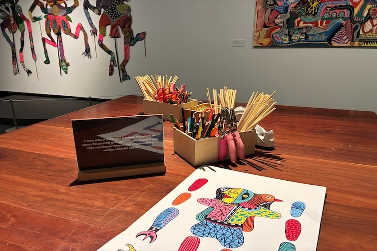 Puppet craft at Ipswich Art Gallery - Make Yourself at Home exhibition.