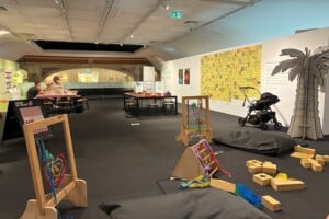 Weaving area at Ipswich Art Gallery - Make Yourself at Home exhibition.
