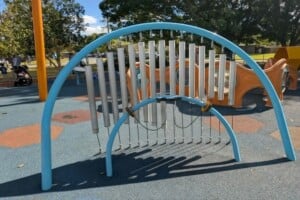 Musical pipes at The Hills District All Abilities Park.