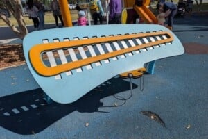 Large xylophone at The Hills District All Abilities Park.